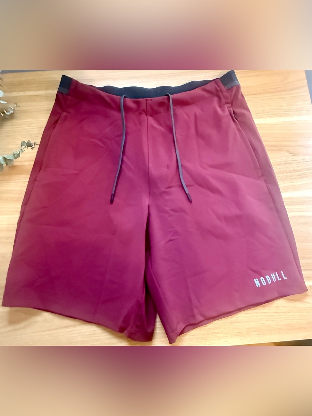 NWOT NOBULL Men's Athletic Drawstring Shorts Burgundy Size Large